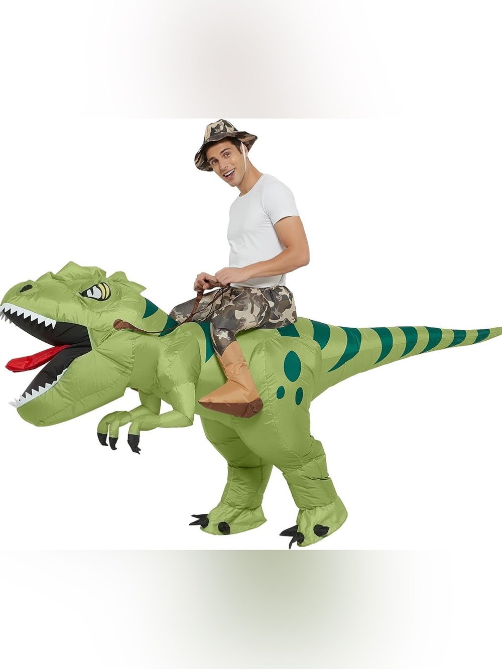 NWT Inflatable Green T-Rex Ride-On Adult Costume